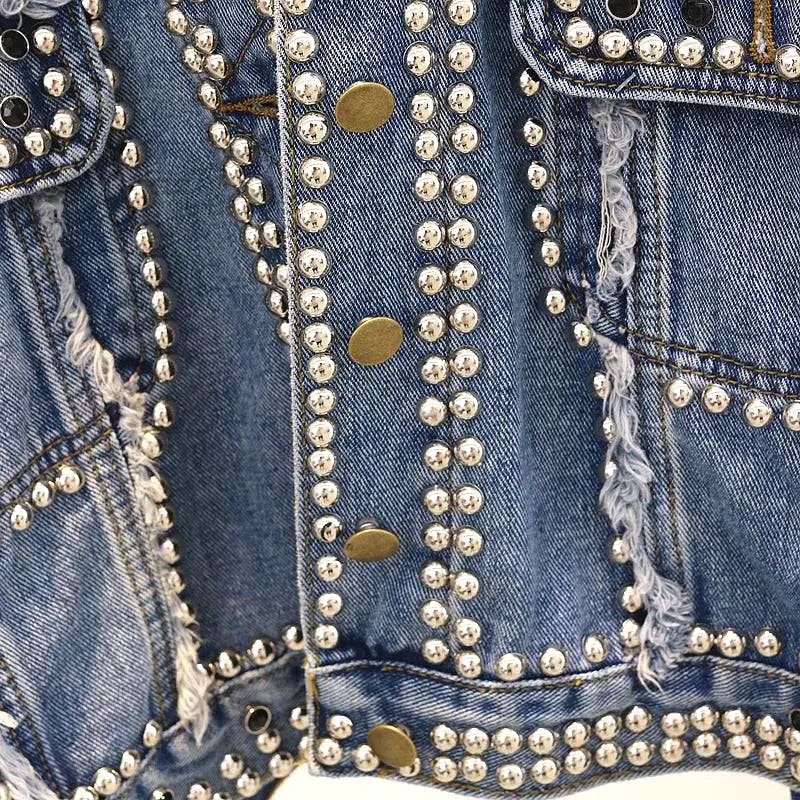 Oversized Denim Jacket With Studs