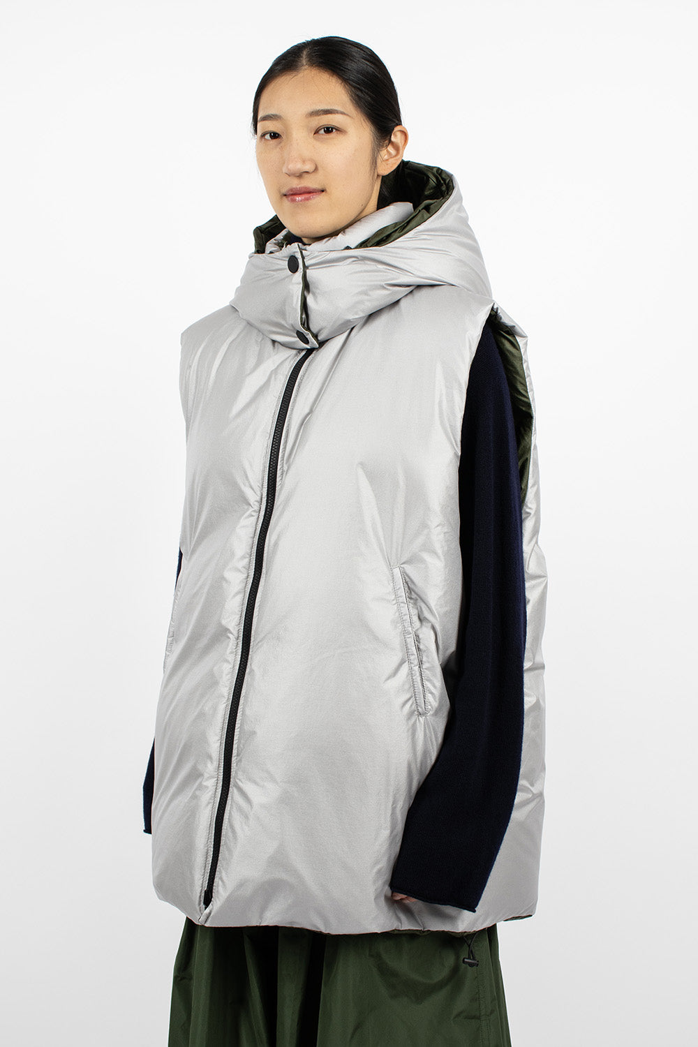 Ozark Reversible Gilet Silver/Khaki