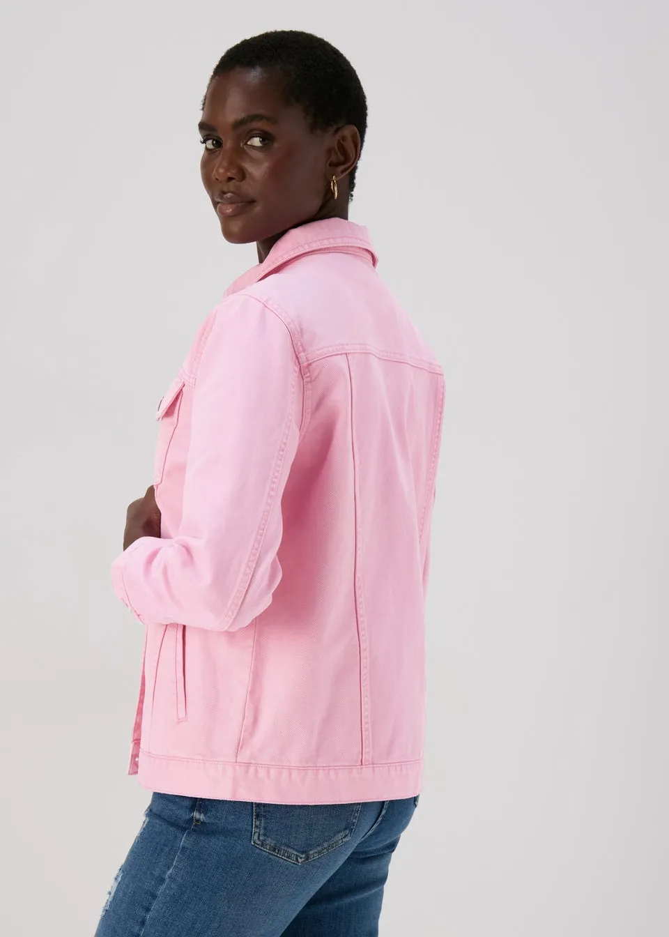 Pink Oversized Denim Jacket