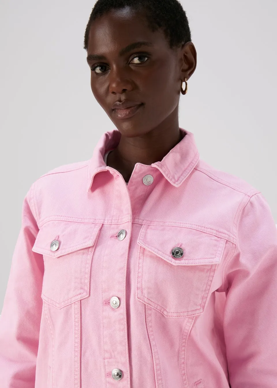 Pink Oversized Denim Jacket