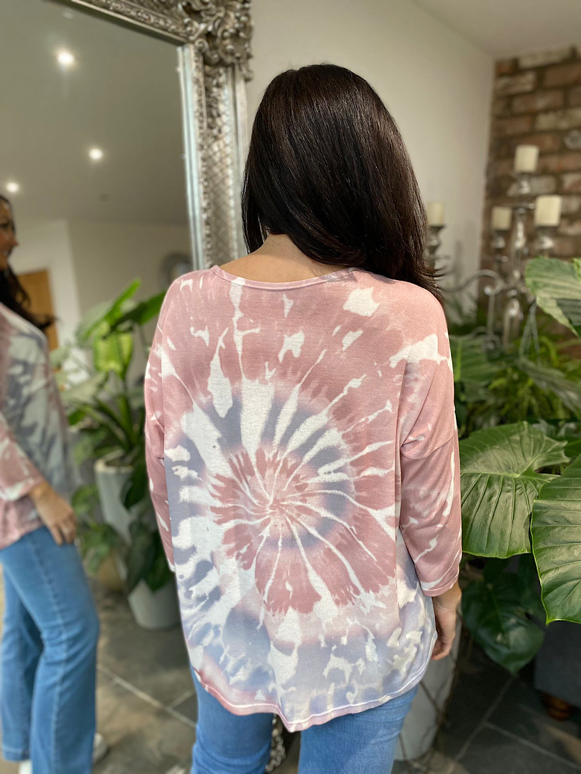 Pink Tie Dye Shimmer Panel Top Hallie