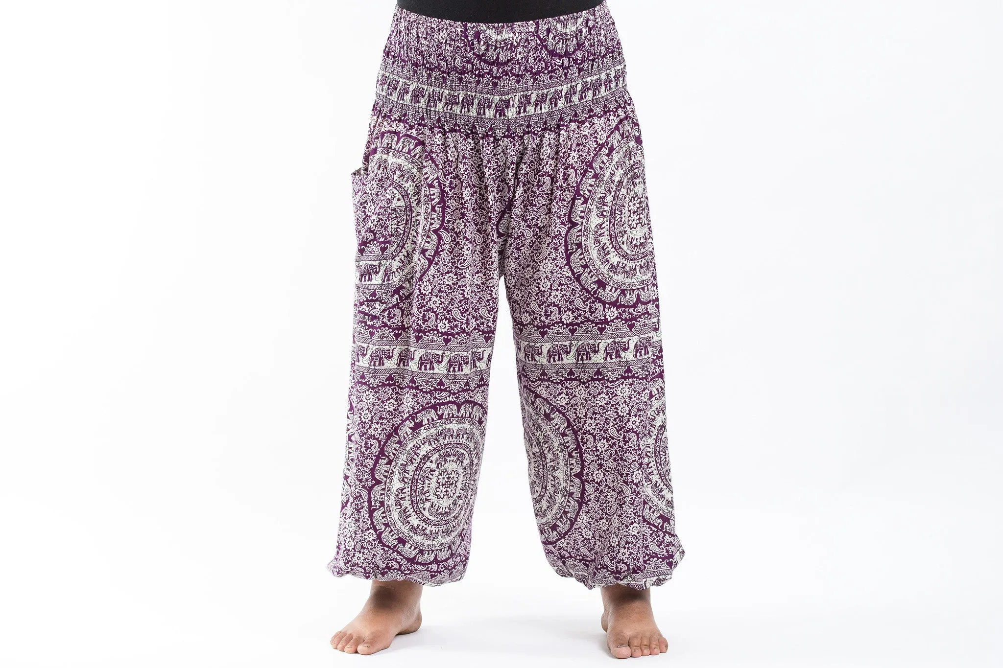 Plus Size Paisley Elephant Women's Elephant Pants in Purple