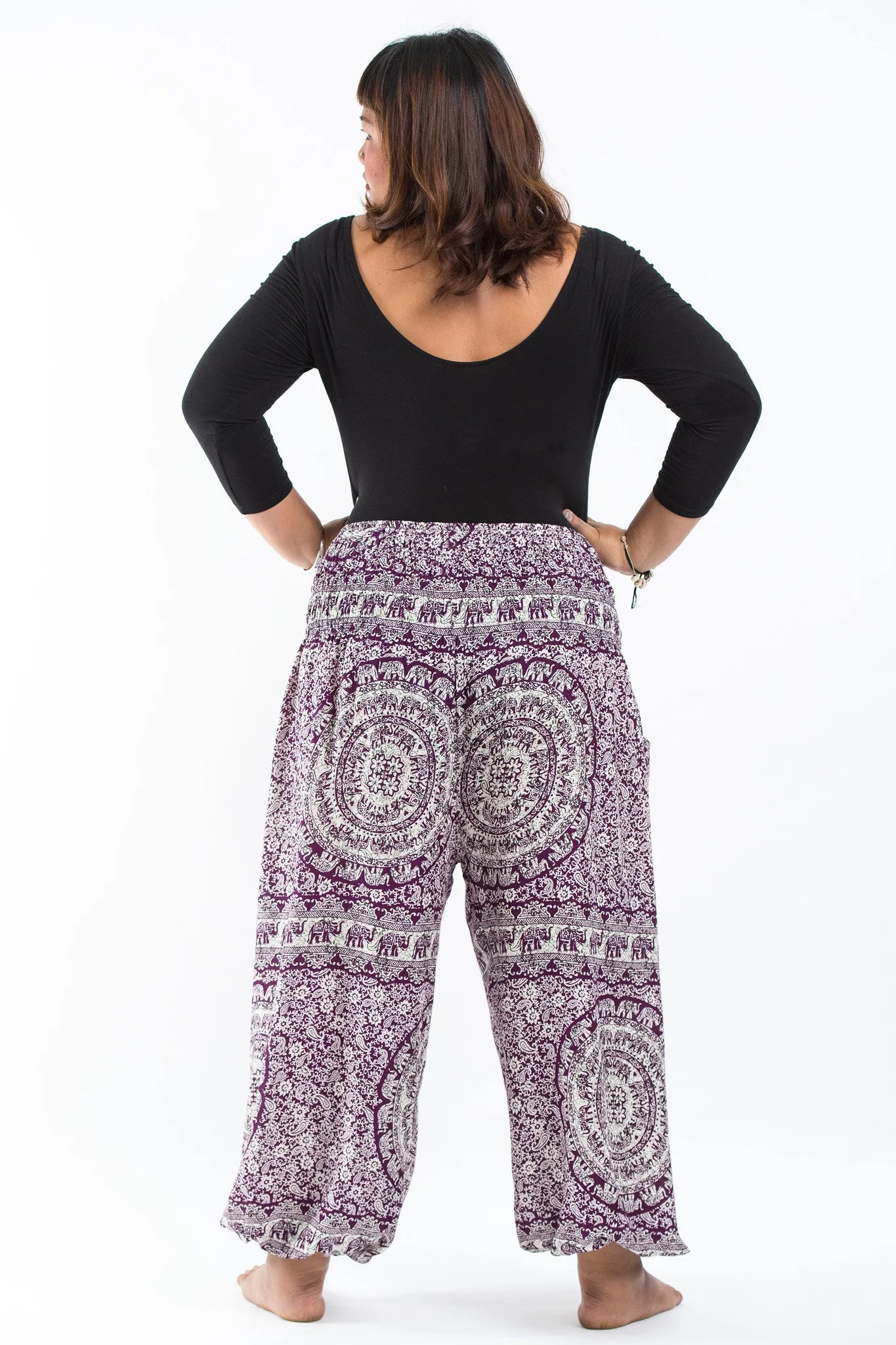 Plus Size Paisley Elephant Women's Elephant Pants in Purple