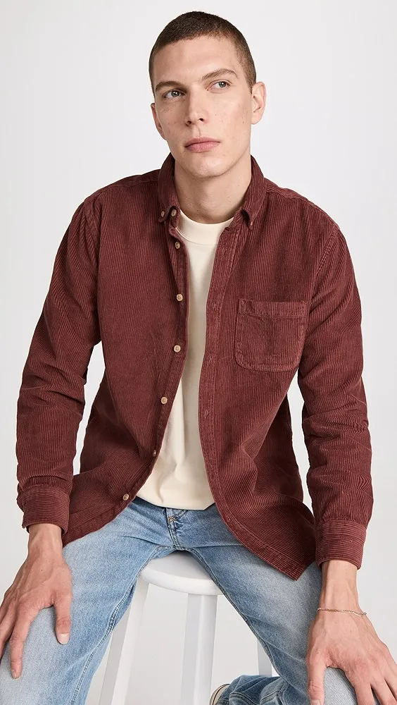 Portuguese Flannel   Lobo Bordeaux Corduroy Button Down Shirt 