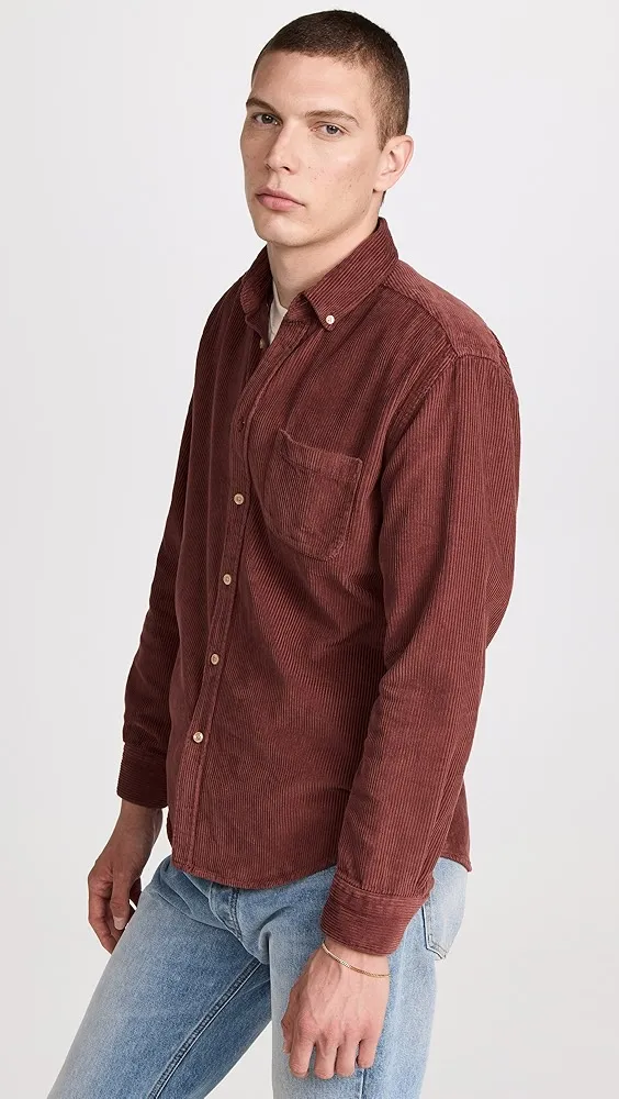 Portuguese Flannel   Lobo Bordeaux Corduroy Button Down Shirt 