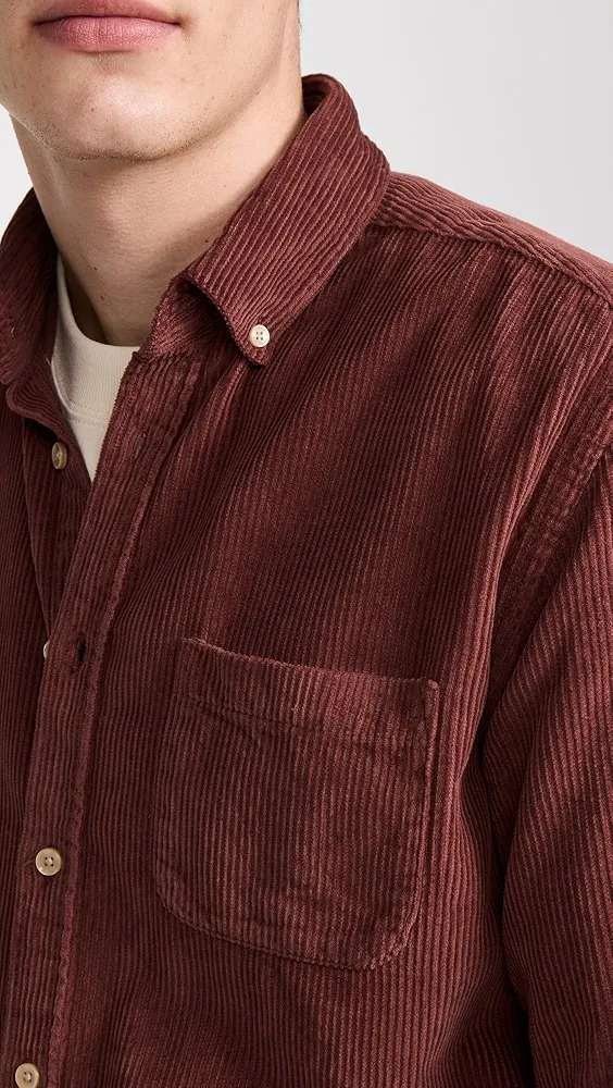 Portuguese Flannel   Lobo Bordeaux Corduroy Button Down Shirt 