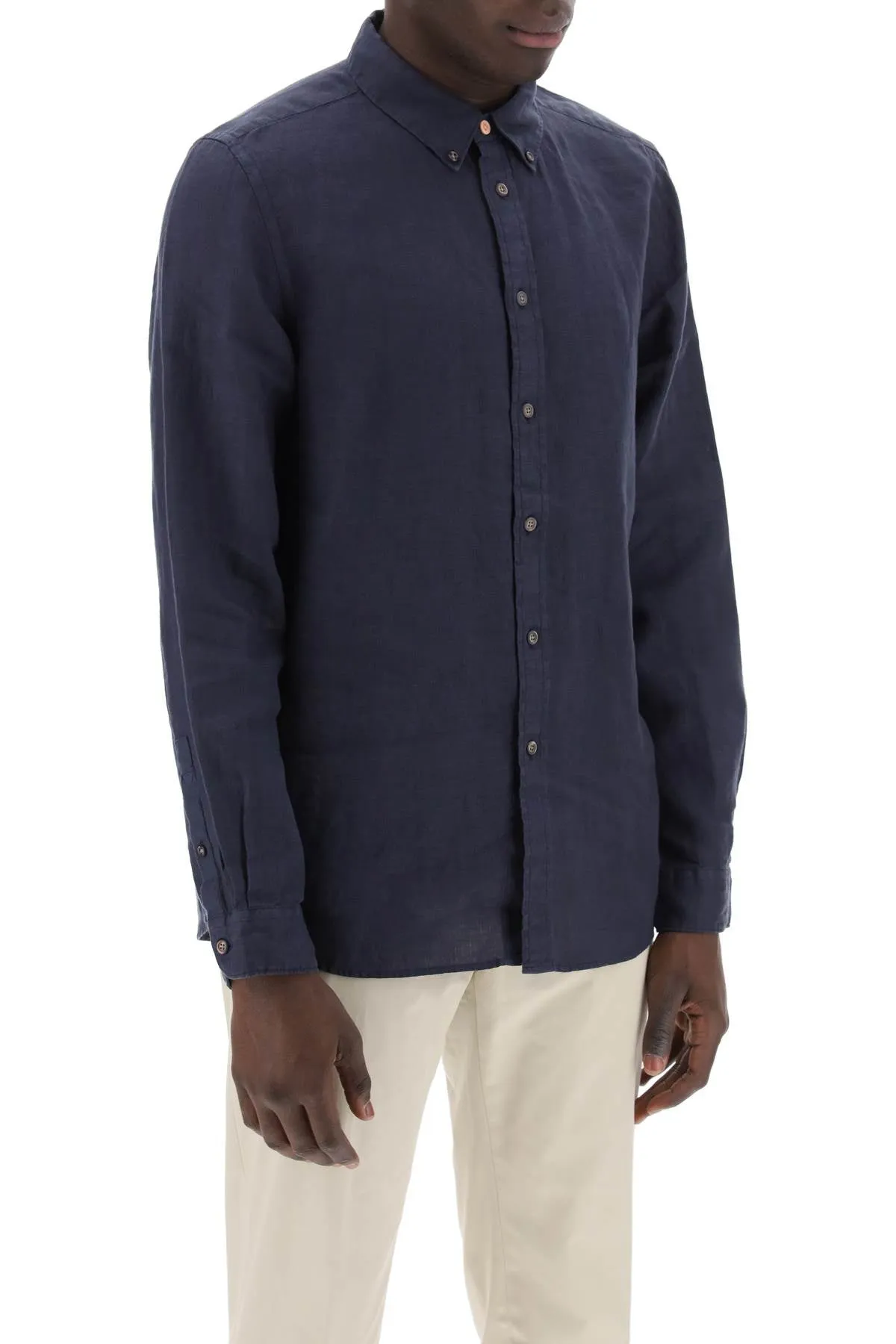 Ps paul smith linen button-down shirt for M2R 708U M20289 VERY DARK NAVY