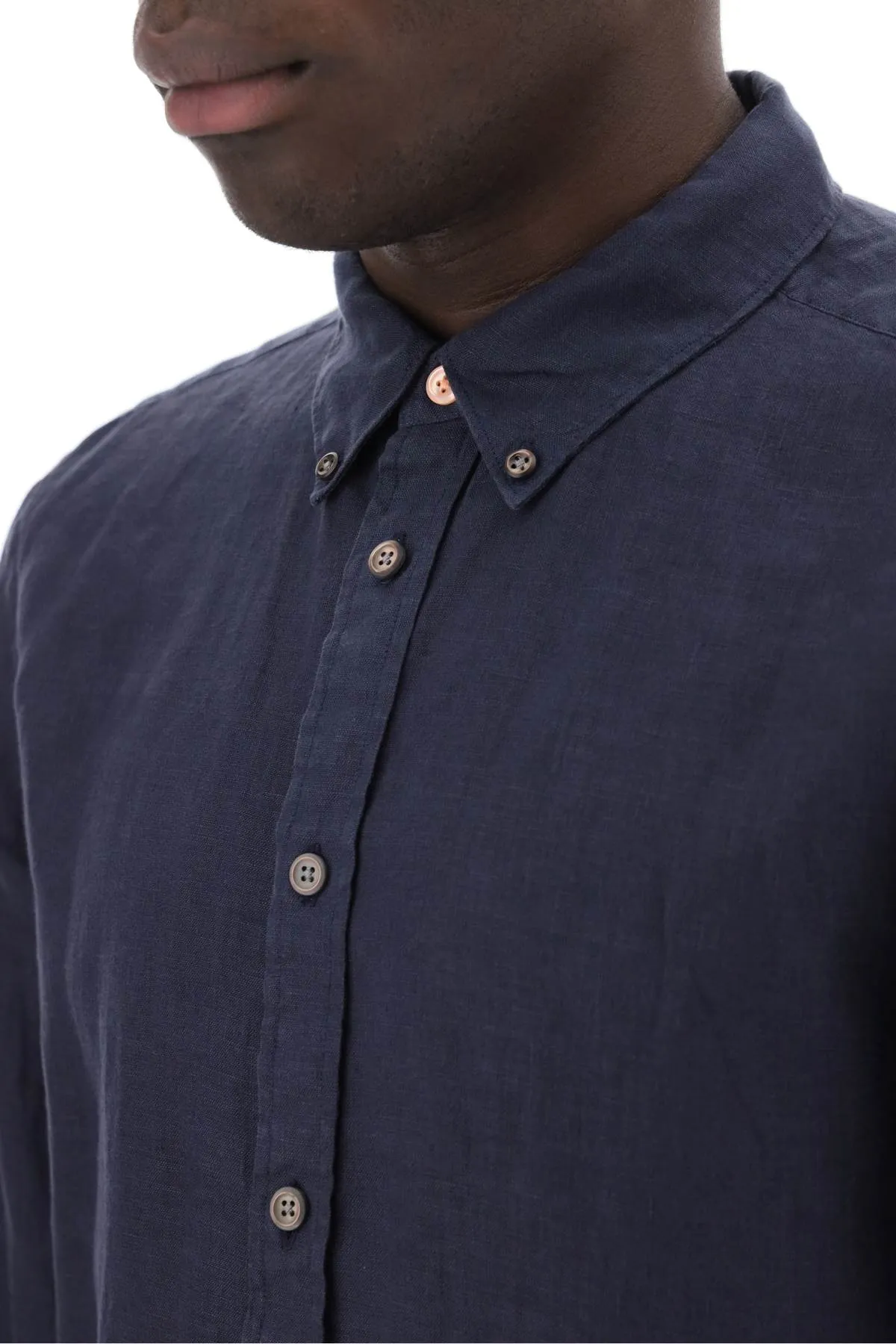 Ps paul smith linen button-down shirt for M2R 708U M20289 VERY DARK NAVY