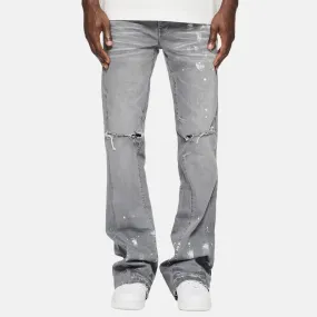 Purple Brand Grey Double Panels Flare Blowouts Jeans