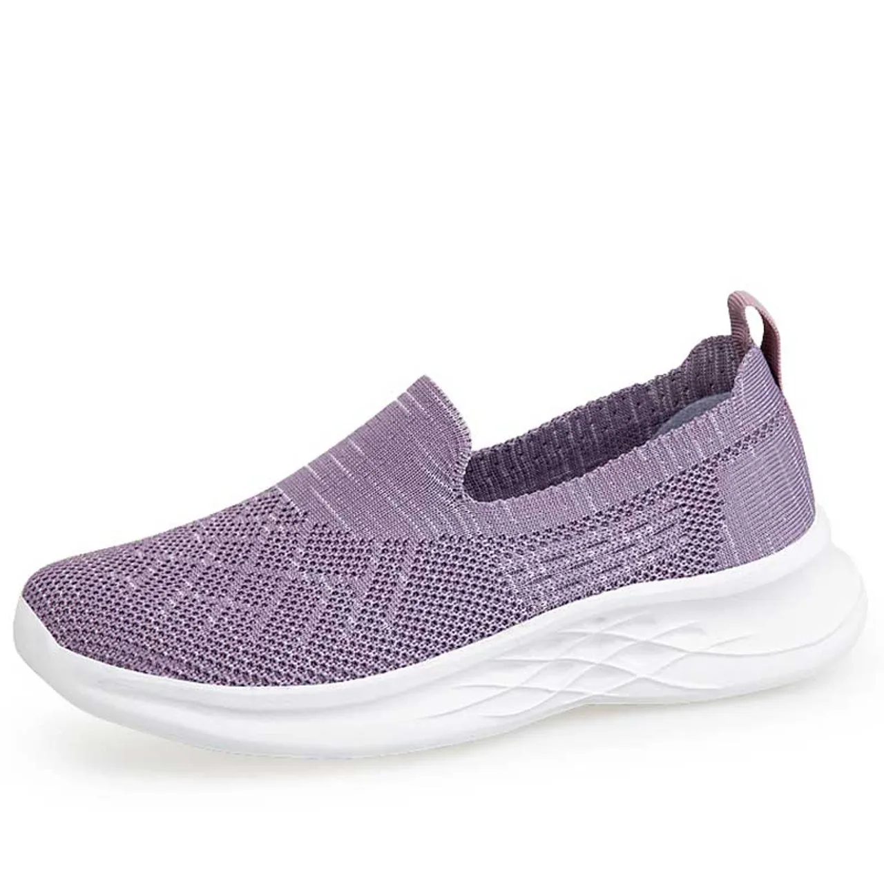 Purple flyknit stripe texture slip on shoe sneaker