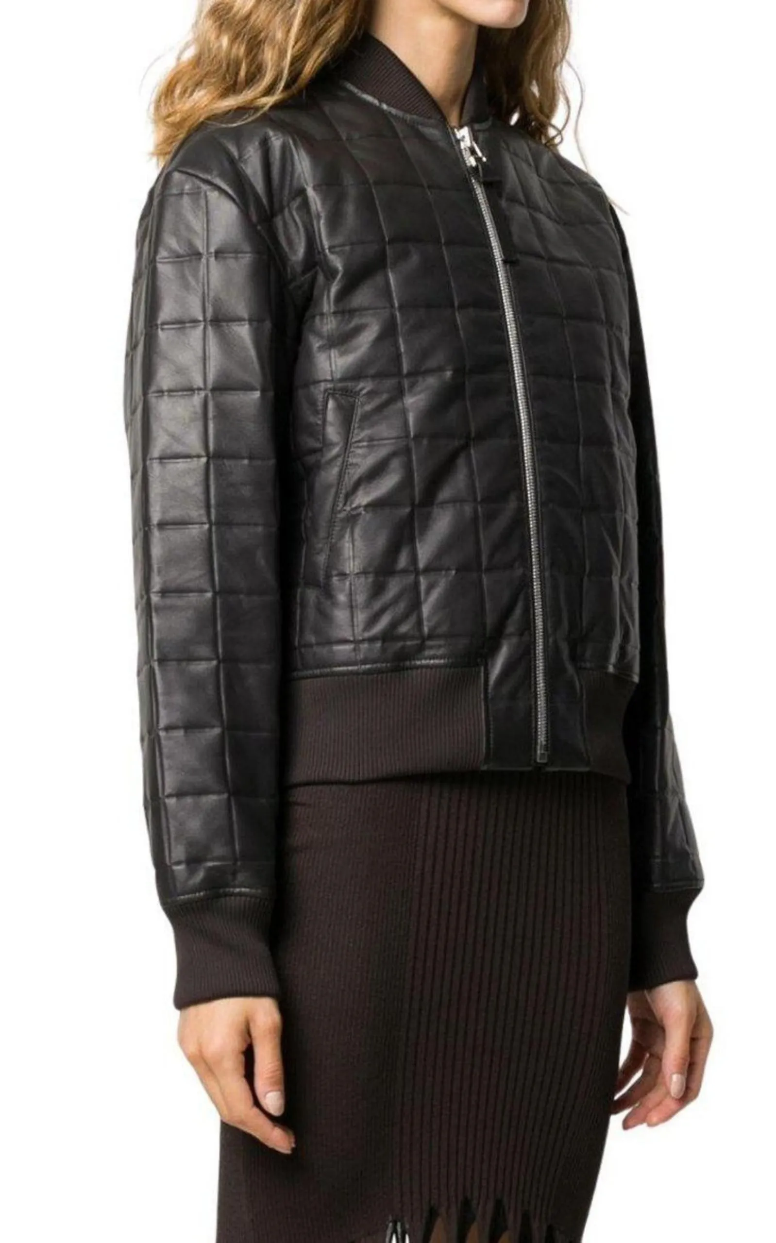 Quilted Leather Bomber Jacket