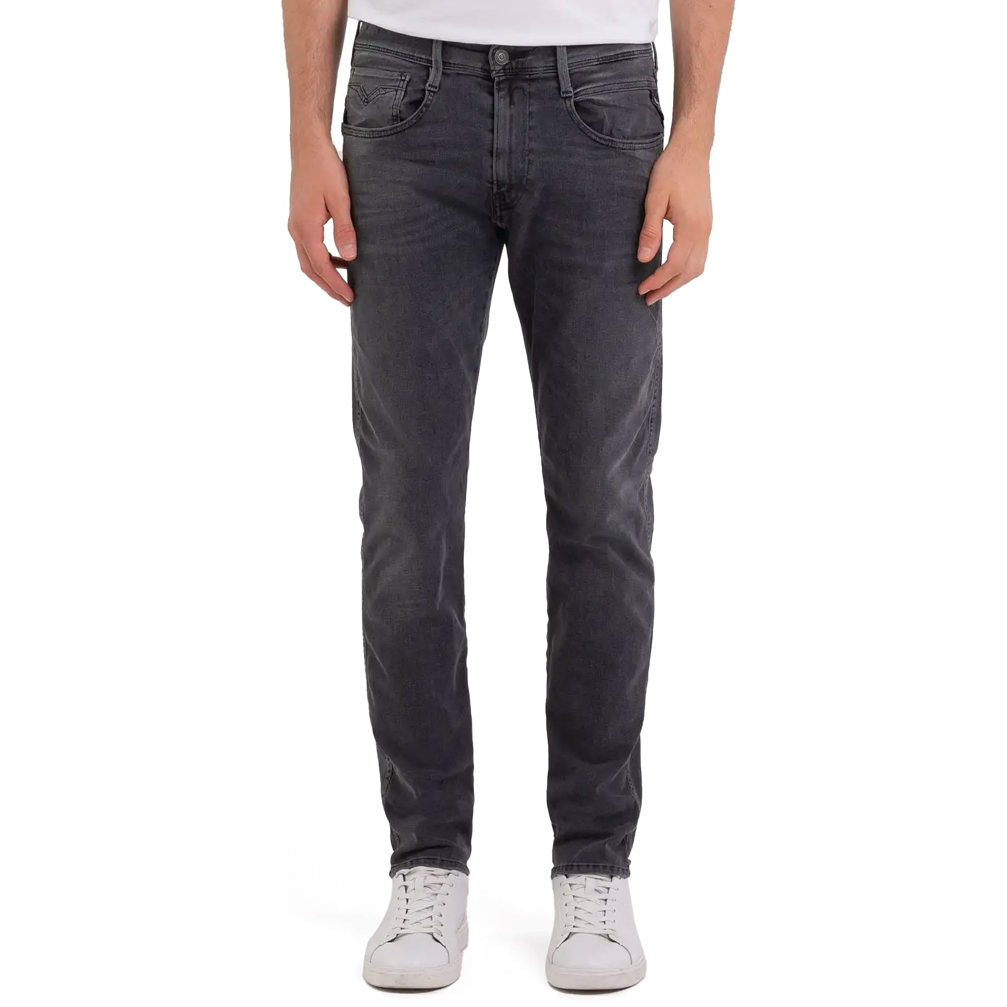 Replay Hyperflex Re-Used Anbass Slim Tapered Jeans - Original Dark Grey