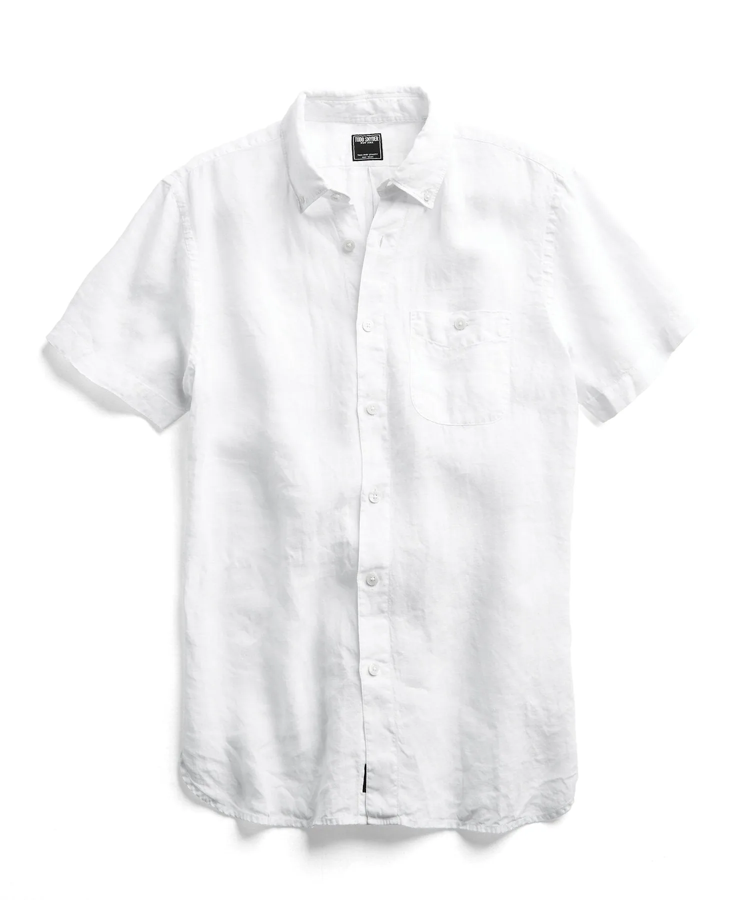 Short Sleeve Linen Button Down Shirt in White