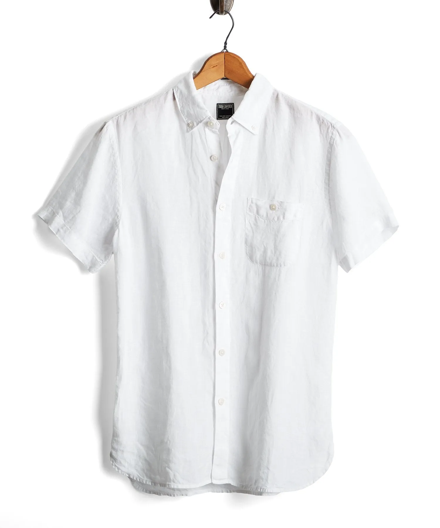 Short Sleeve Linen Button Down Shirt in White