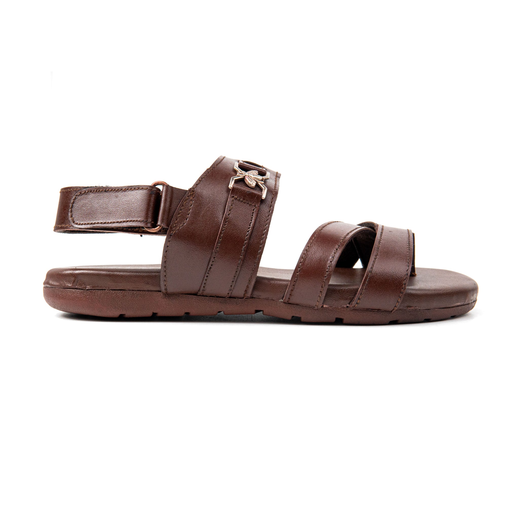 Side Buckled Leather Sandals