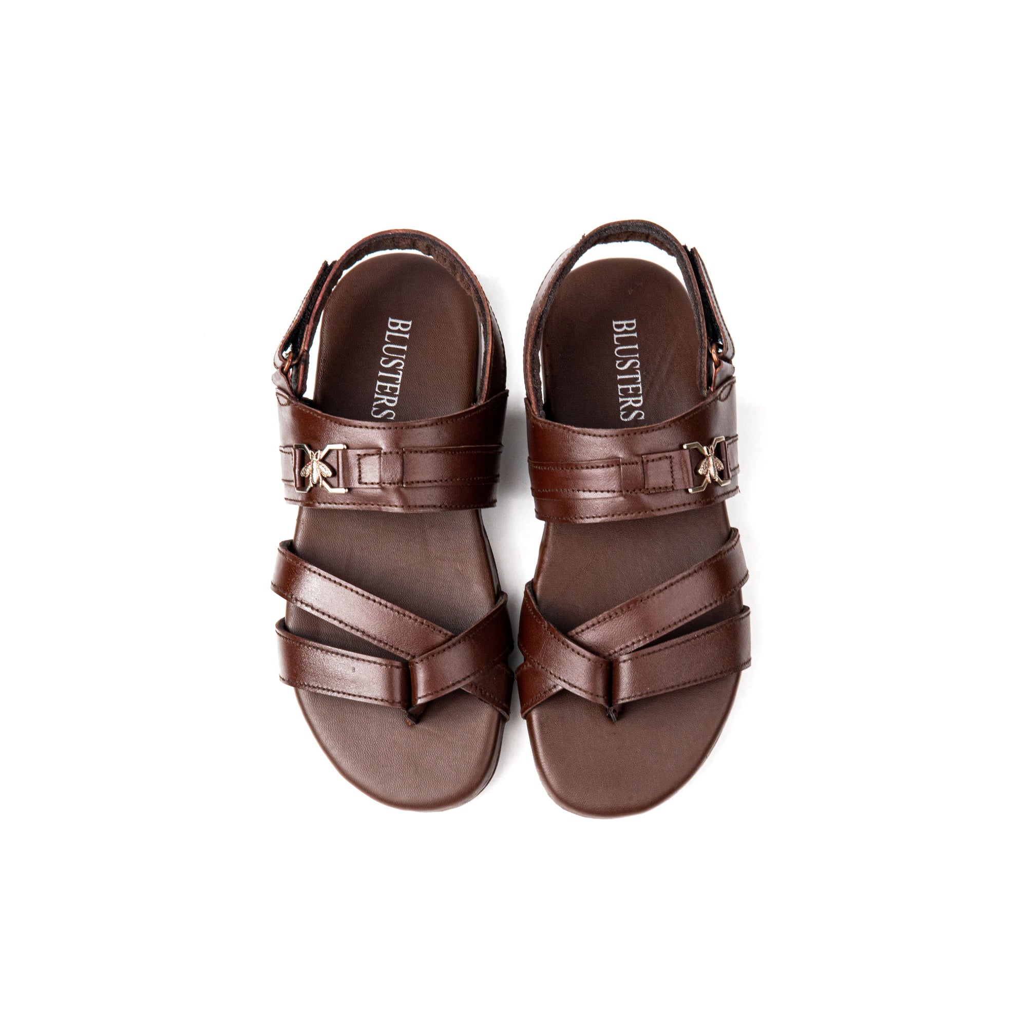 Side Buckled Leather Sandals