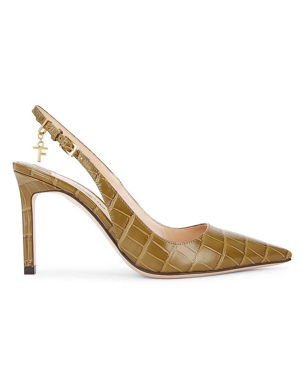 Stamped Croc Slingback Pump in Khaki