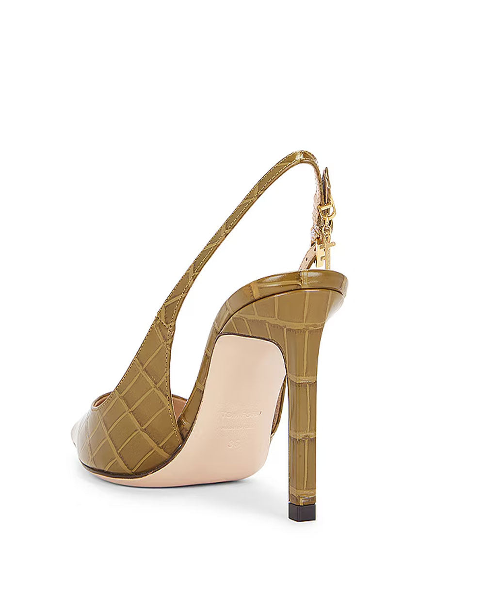 Stamped Croc Slingback Pump in Khaki