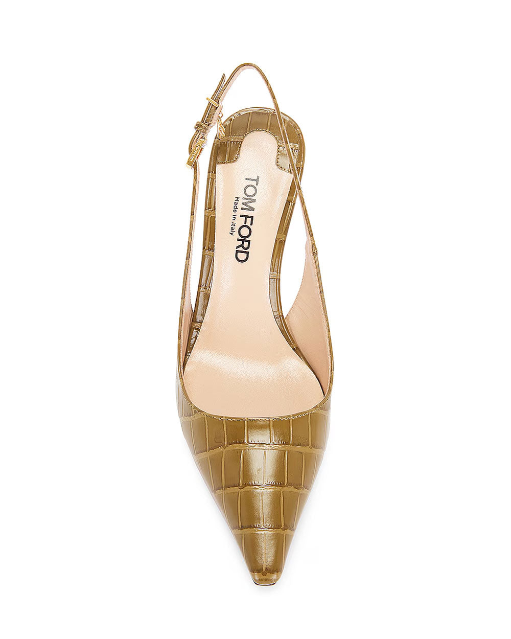 Stamped Croc Slingback Pump in Khaki