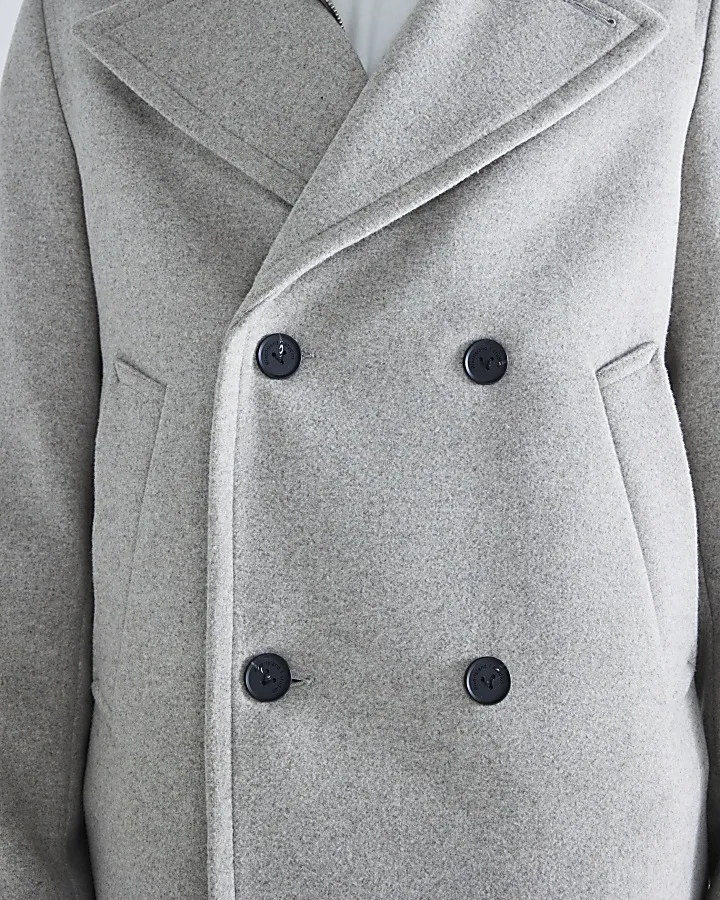 Stone Regular Fit Wool Blend Peacoat