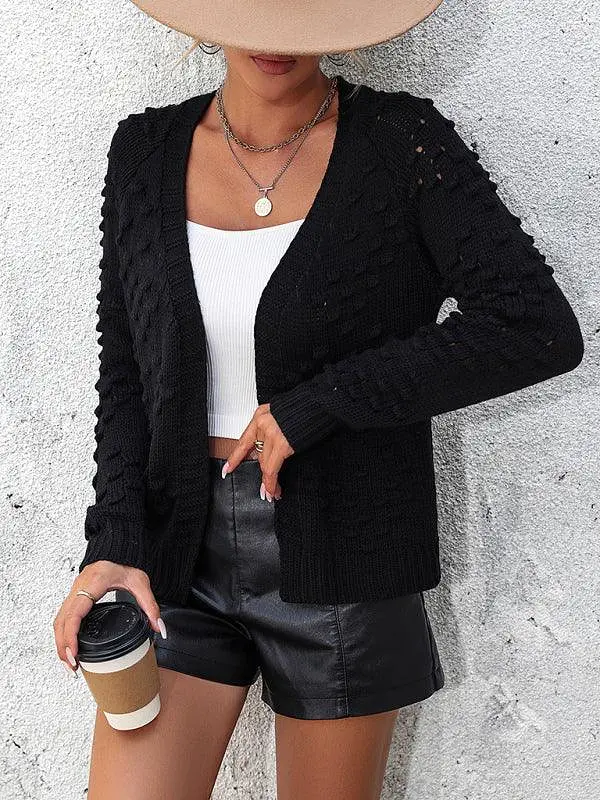 Three-Dimensional Pattern Cardigan Sweater