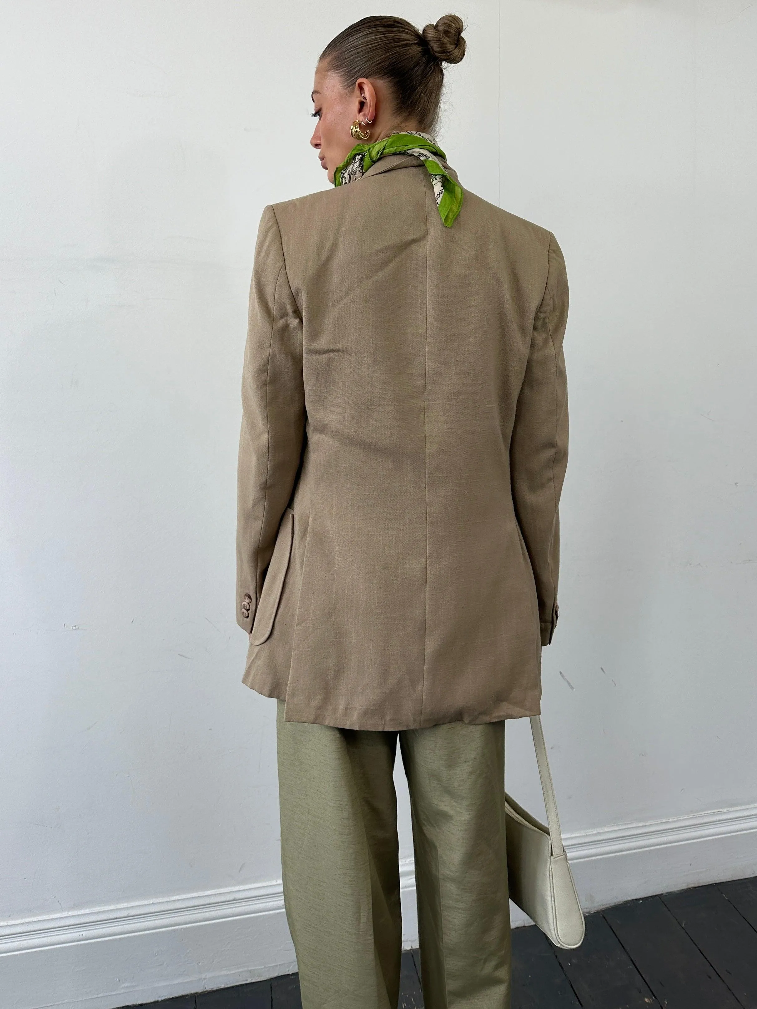 Vintage Linen Single Breasted Blazer - M