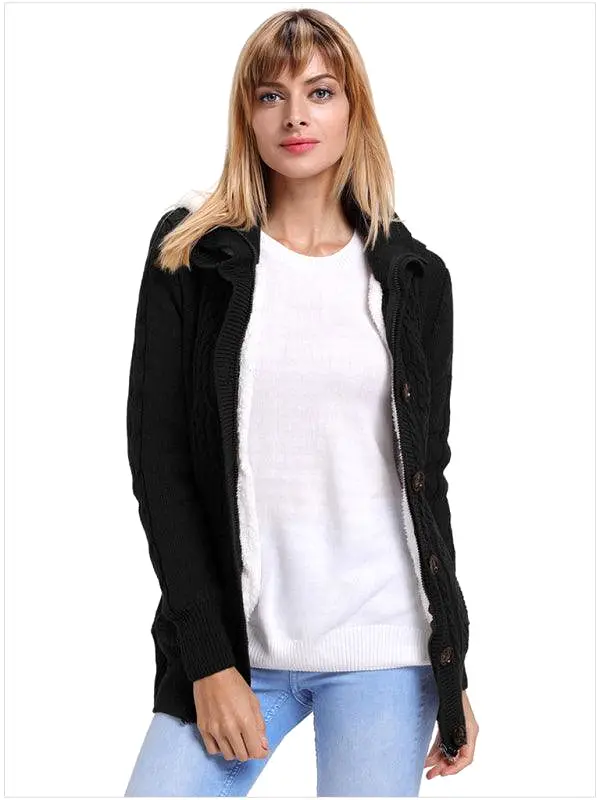 Warm Casual Hooded Cardigan Sweater