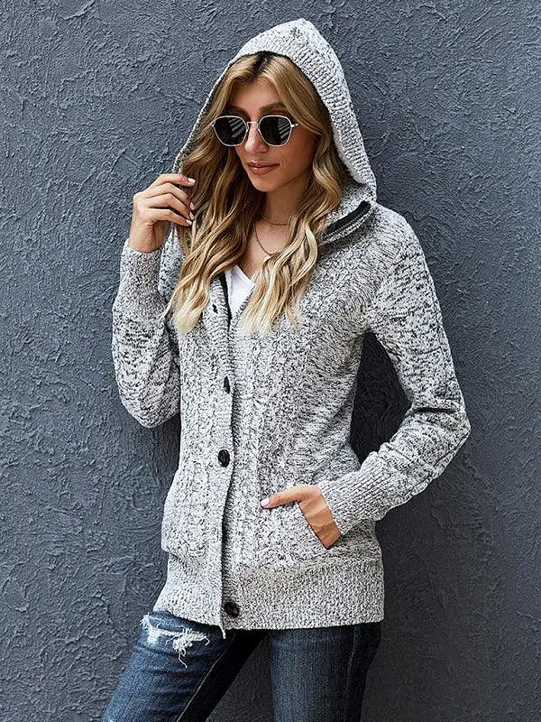 Warm Casual Hooded Cardigan Sweater