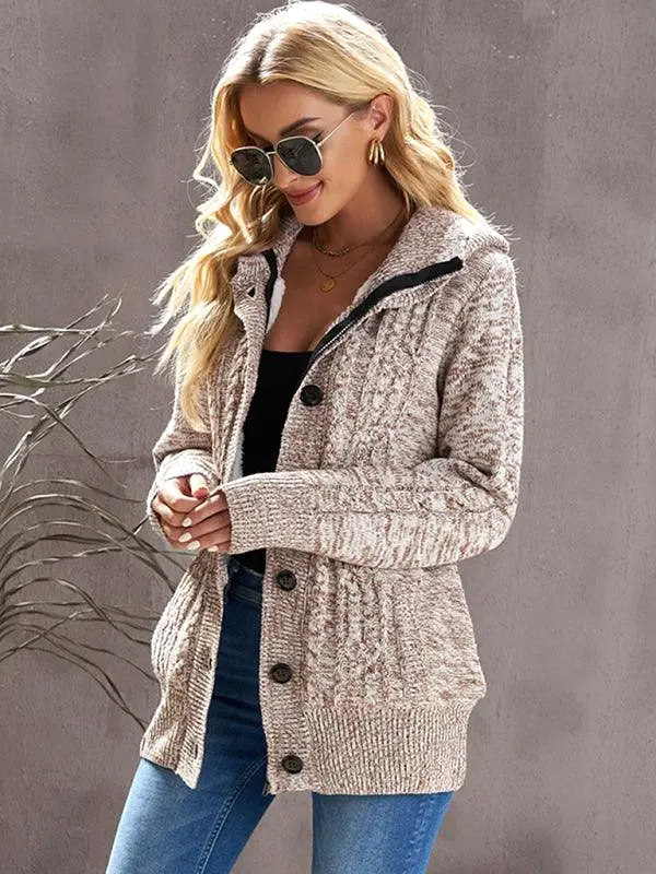 Warm Casual Hooded Cardigan Sweater