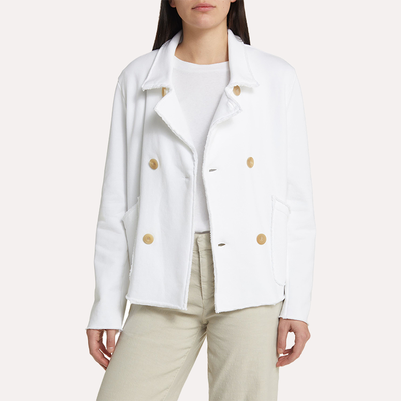 Womens Double Breasted White Wool Peacoat