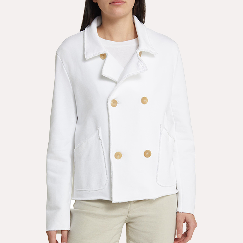 Womens Double Breasted White Wool Peacoat