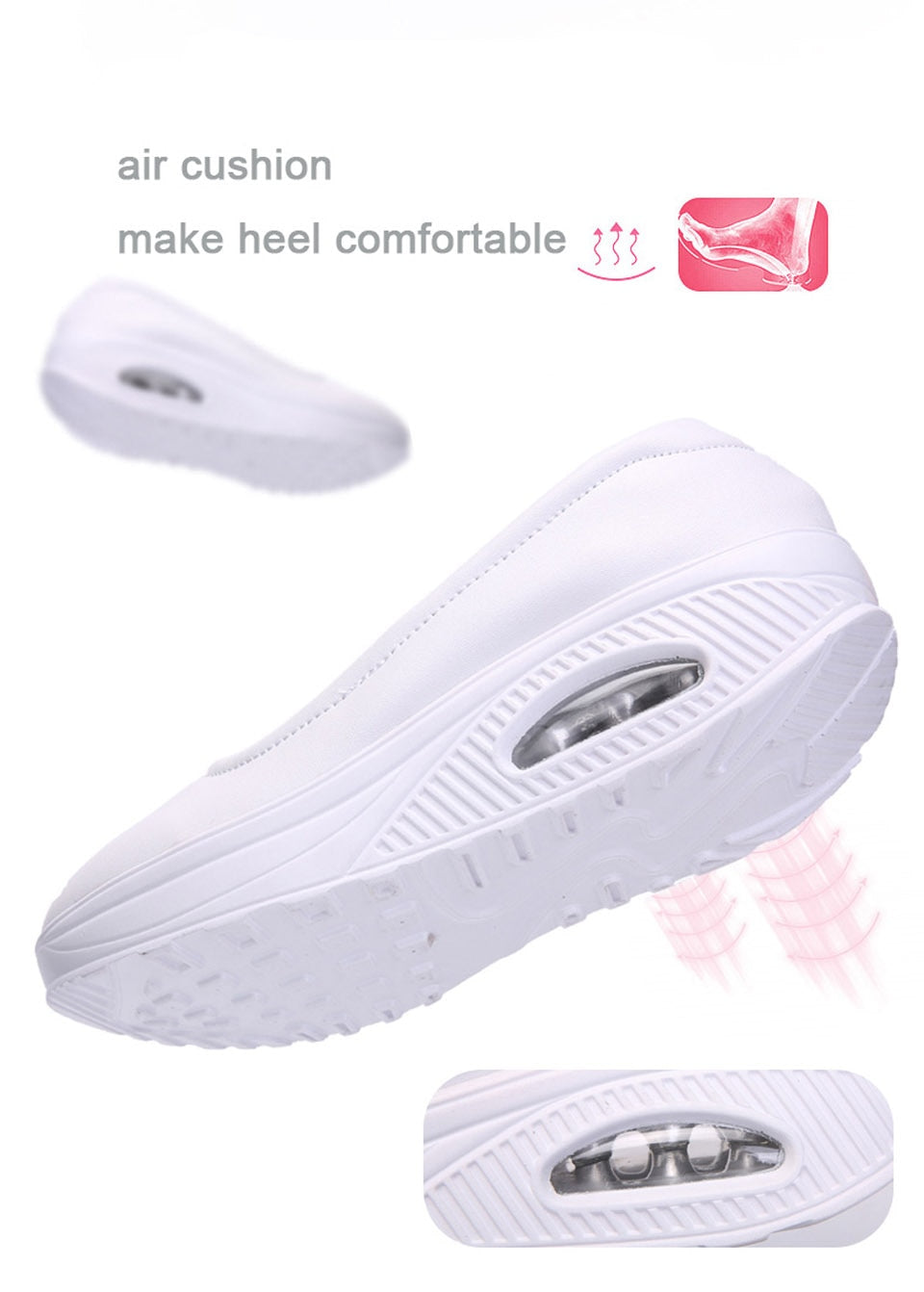 Women's White Color Round Toe Slip-on Flat Platform Casual Shoes