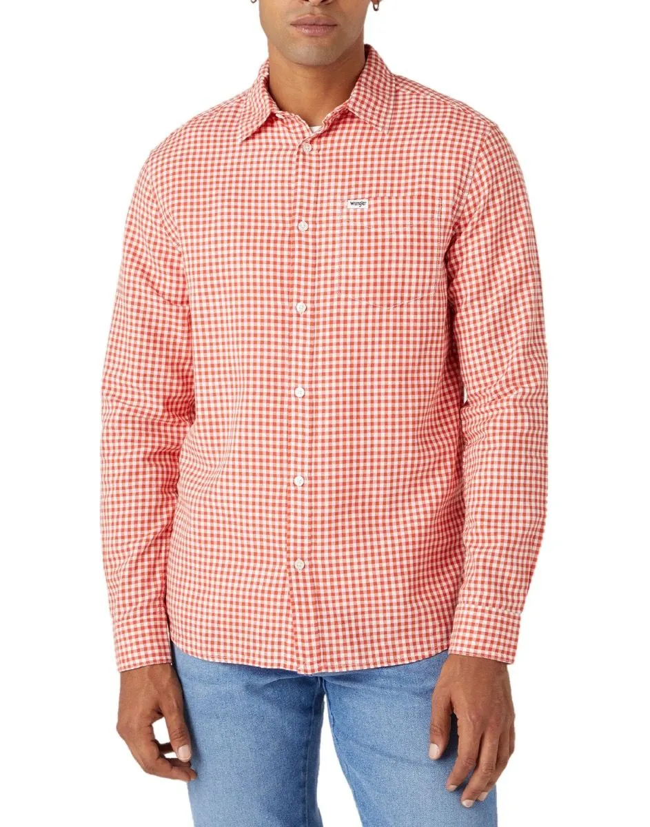 Wrangler One Pocket Check Long Sleeve Shirt Paprika