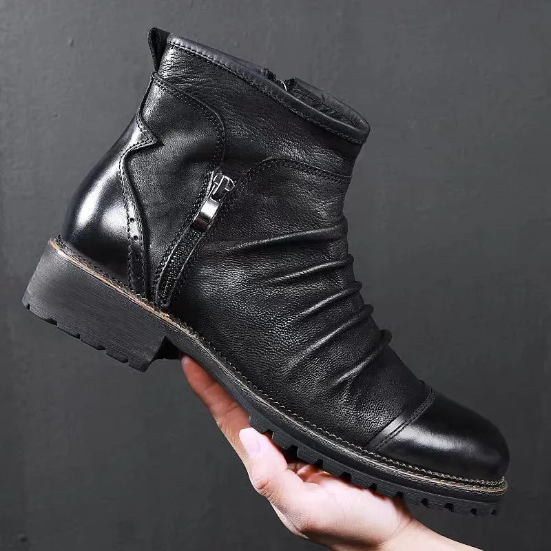 Wrinkled Leather Boots