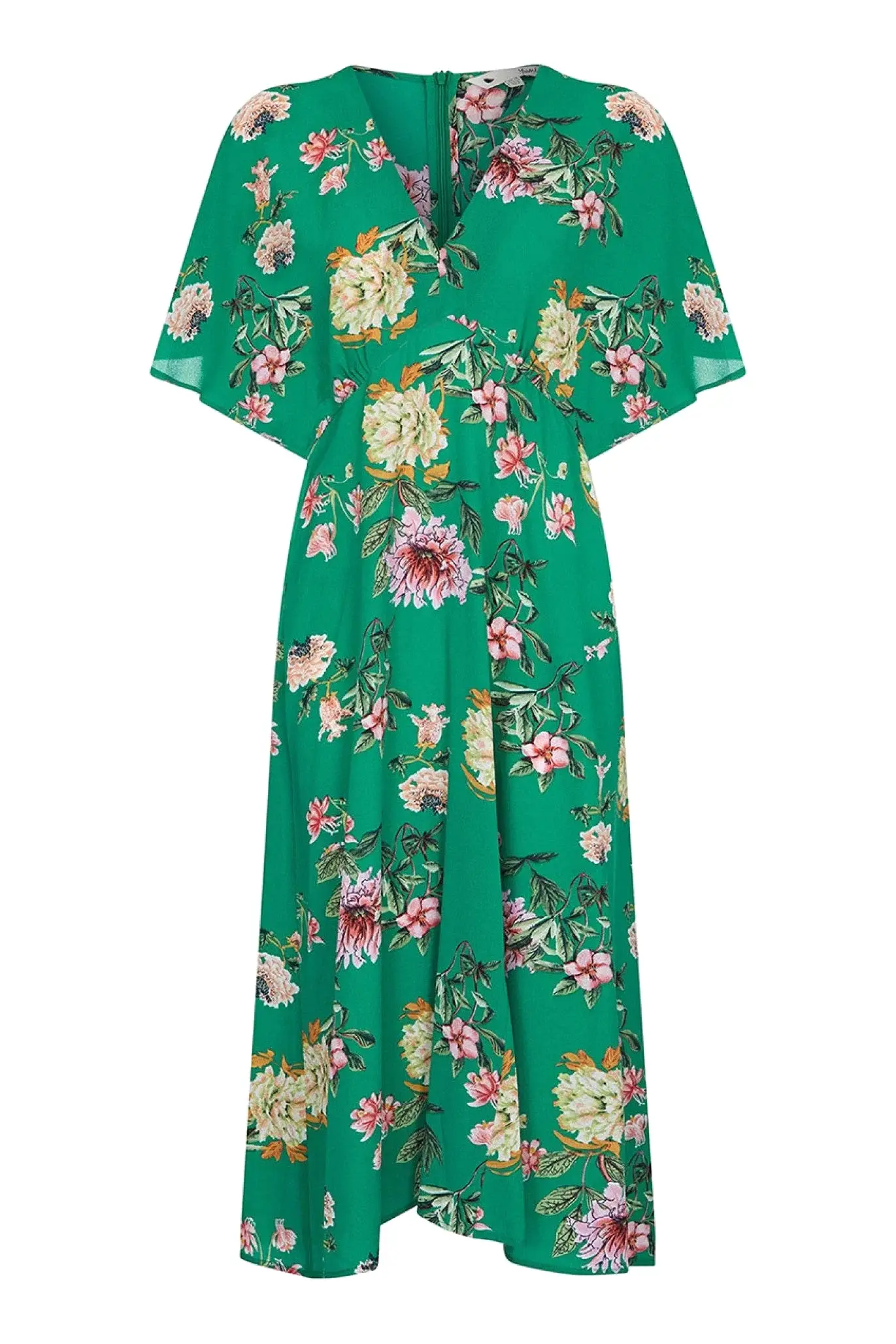 Yumi Green Floral Kimono Midi Dress