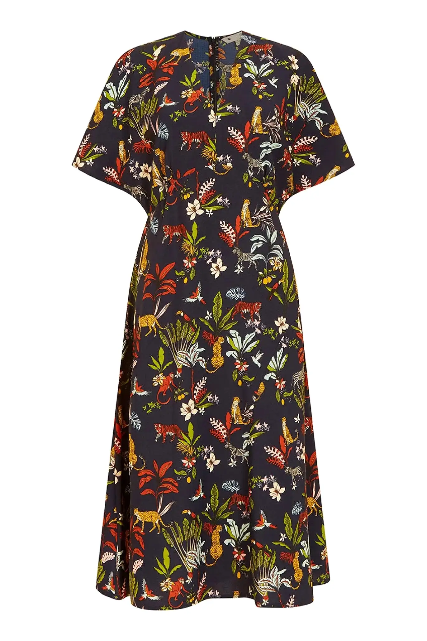 Yumi Navy Animal Kingdom Print Midi Dress